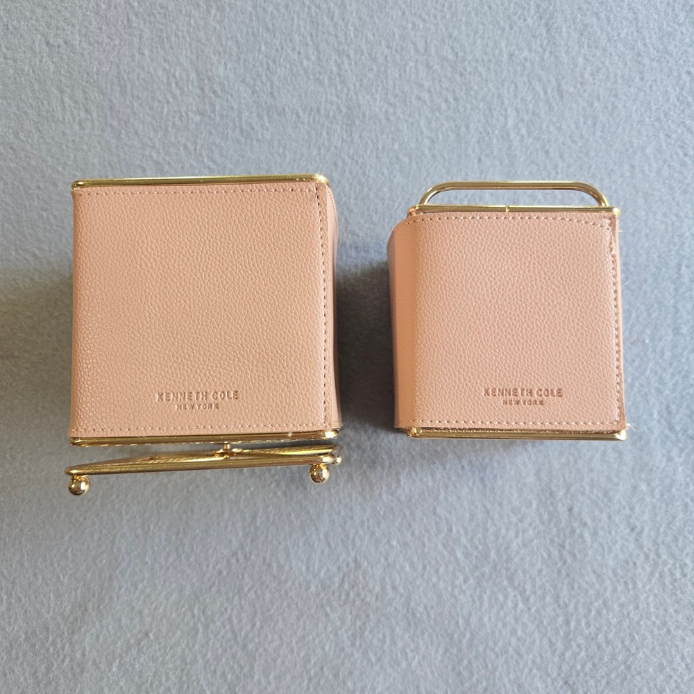 Kenneth Cole Desk Organizer Set Unisex OS Pink Gold Pebbled Leather Rotating Cup